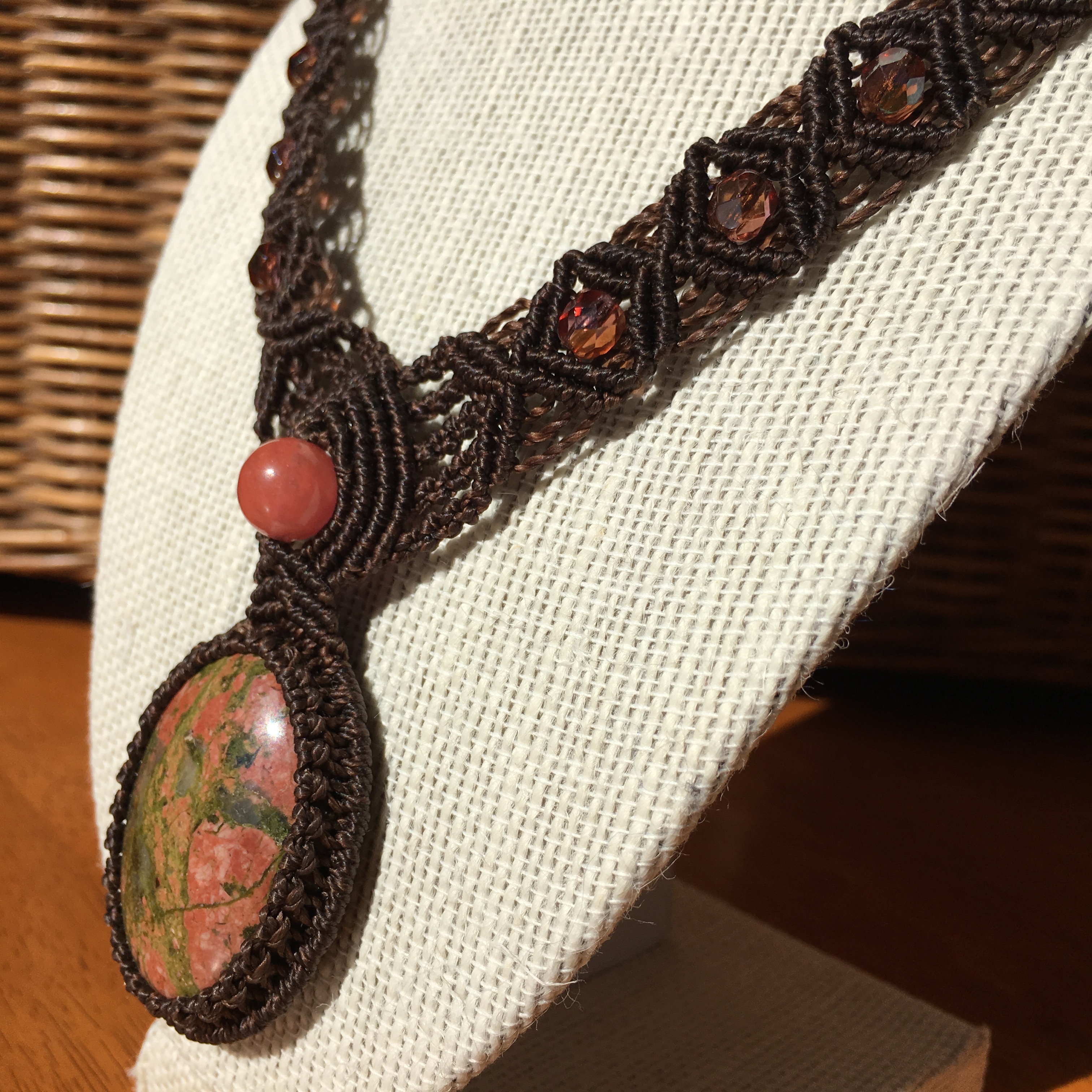 Unakite Jasper, Cherry Quartz & Czech Glass