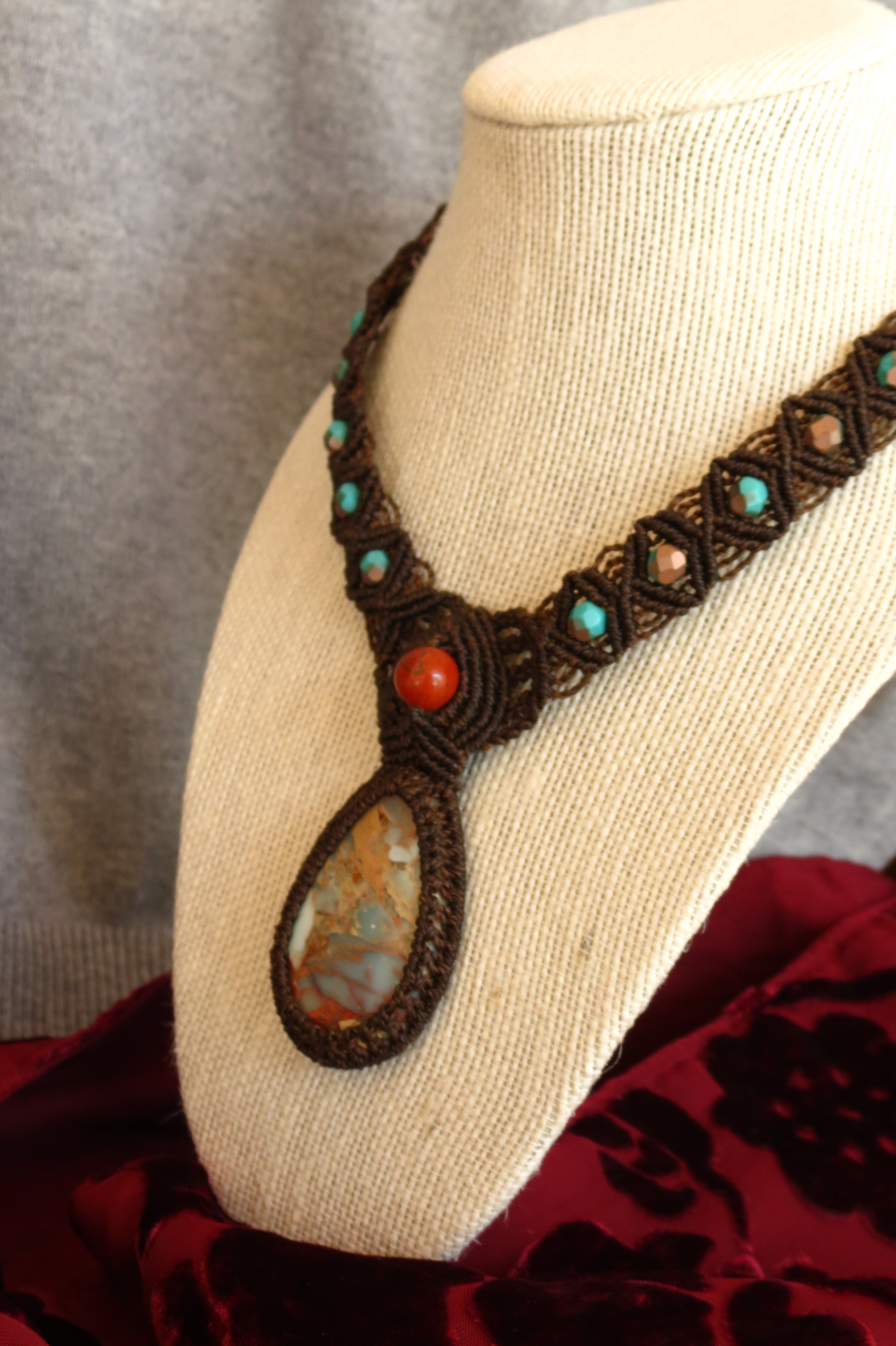 Snake Skin Jasper & Red Jasper with Czech Glass – SOLD