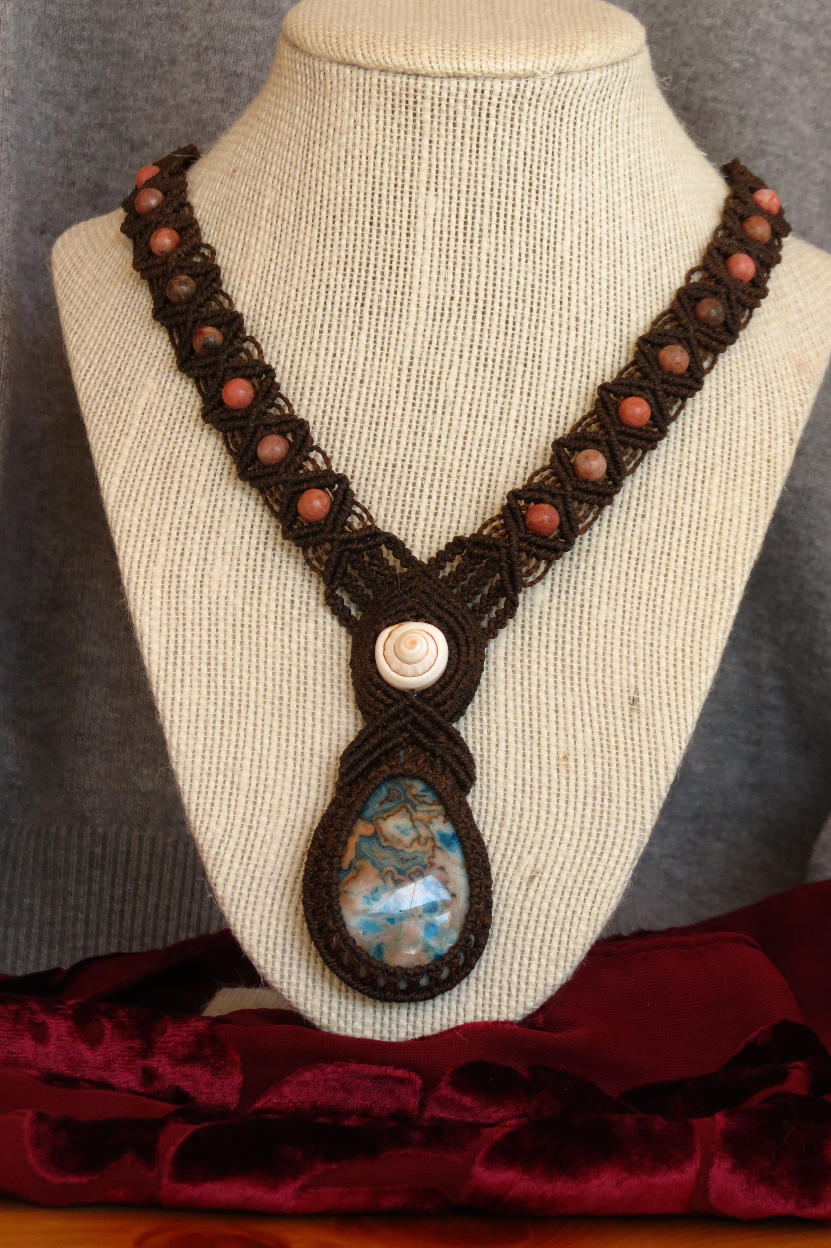 Blue Lace Agate with Shell & Rhodocrosite